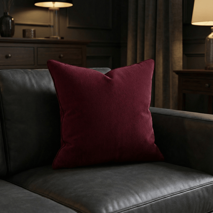 Solid Plain Corduroy Throw Pillow - Regale Rubino