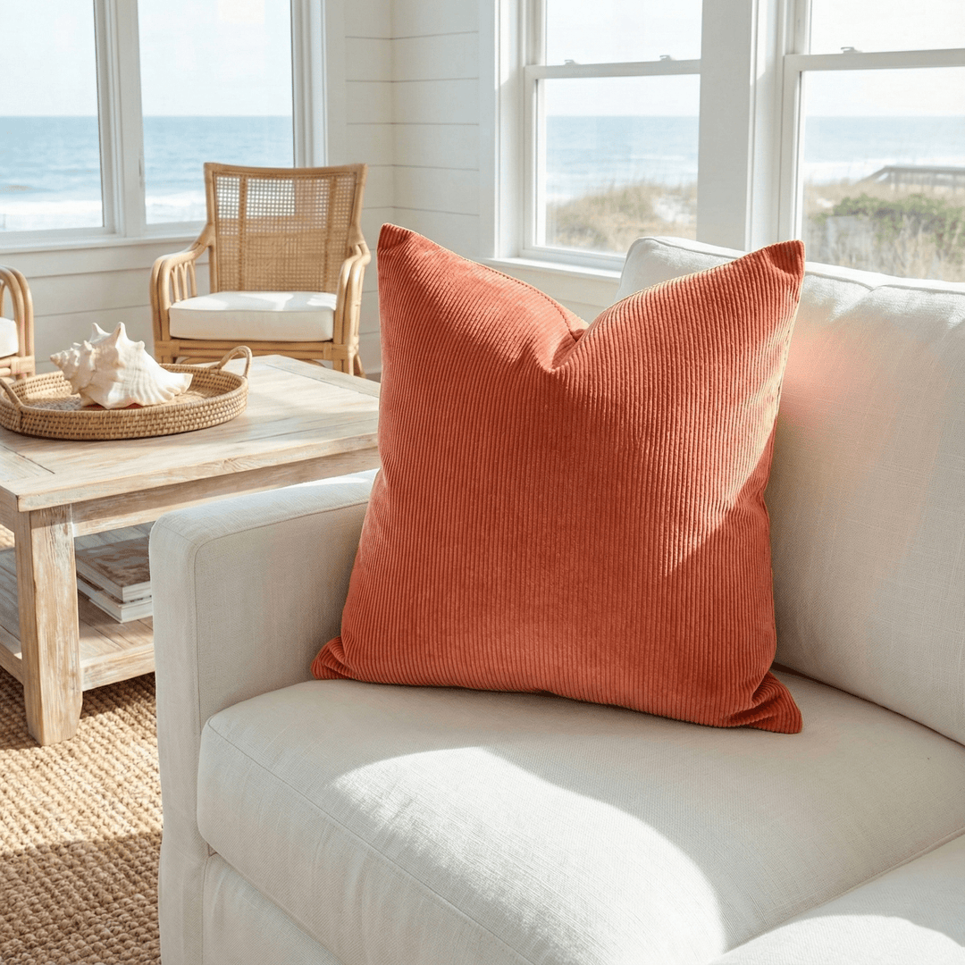 Solid Plain Corduroy Throw Pillow - Regale Scintilla