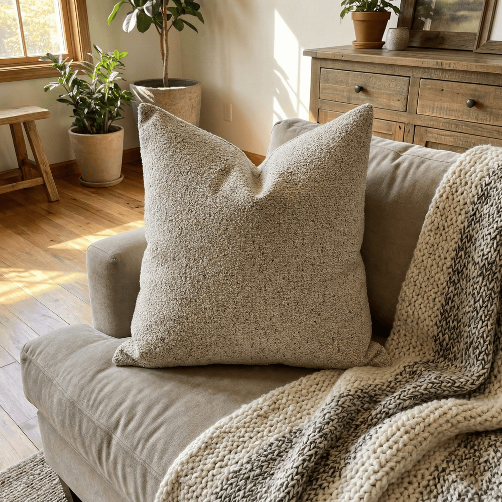 Solid Plain Throw Pillow - Esin Taupe
