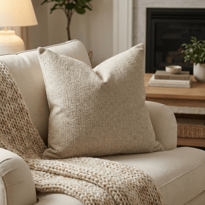 Solid Plain Throw Pillow - Esin Taupe