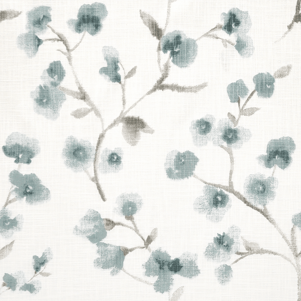 Teal Floral Printed Fabric Throw Pillow