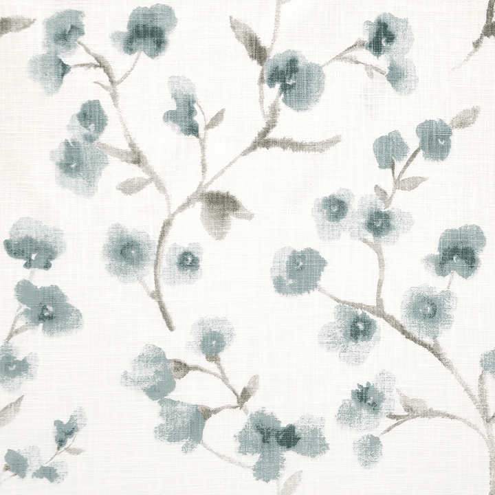 Teal Floral Printed Fabric Throw Pillow